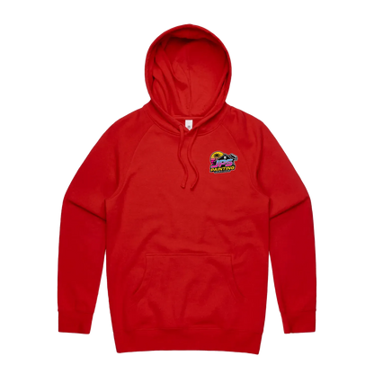 Red front flat lay
